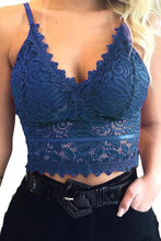 Load image into Gallery viewer, Blue Deep V Lace Bralette