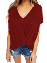 Load image into Gallery viewer, Wine Red Draped Front Knot Top