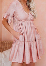 Load image into Gallery viewer, Apricot Pocketed Ruffle Tiered Dress