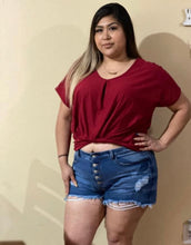 Load image into Gallery viewer, Wine Red Draped Front Knot Top