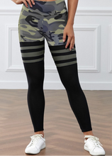 Load image into Gallery viewer, Green Camo Print Striped Sport Pants
