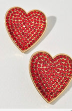 Load image into Gallery viewer, Rhinestone Heart Stud Earrings
