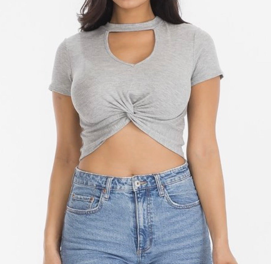 Heather Grey  Cropped Top