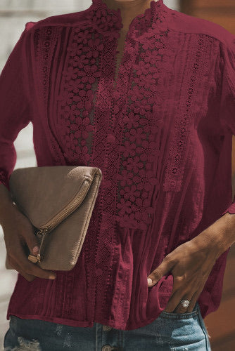 Red Crochet Lace Top