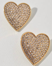 Load image into Gallery viewer, Rhinestone Heart Stud Earrings
