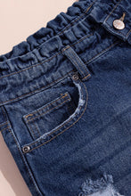 Load image into Gallery viewer, High Rise Ruffle Waist Denim Shorts
