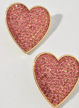 Load image into Gallery viewer, Rhinestone Heart Stud Earrings
