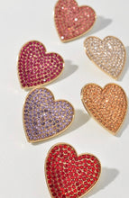 Load image into Gallery viewer, Rhinestone Heart Stud Earrings
