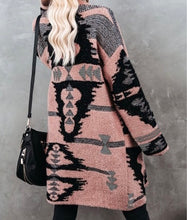 Load image into Gallery viewer, Pink  Print Knit Cardigan
