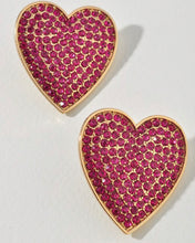 Load image into Gallery viewer, Rhinestone Heart Stud Earrings
