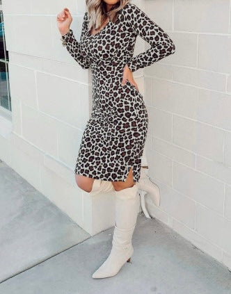 Leopard Side Split  Mini Dress