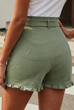 Load image into Gallery viewer, Olive  Ruffled Trim High Waist  Shorts
